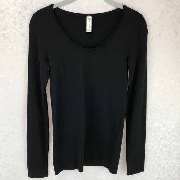 Witchery Fitted Long Sleeve Black Top with Scoop Neck Size Small - Picture 1 of 9